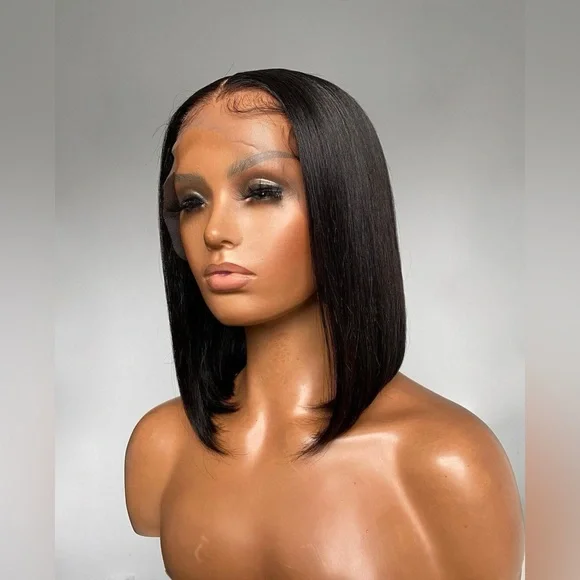 12” Straight Wig13x4 Medium Brown Lace Frontal100% Human Hair